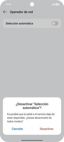 Pulsa Desactivar para desactivar la función y espera mientras el teléfono está buscando redes.