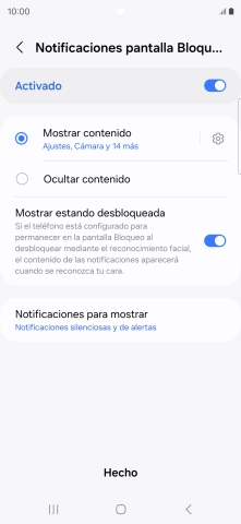 Pulsa los ajustes deseados para activarlos o desactivarlos.