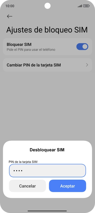Introduce tu código PIN y pulsa Aceptar.