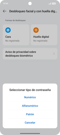 Pulsa el código de seguridad deseado.
