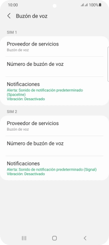 Pulsa Número de buzón de voz bajo la tarjeta SIM deseada.