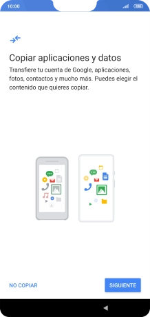 Puedes transferir el contenido de otro teléfono cuando activas tu teléfono por primera vez y cuando lo has restablecido. Cuando aparezca en la pantalla del teléfono esta imagen, ya está listo para la transmisión del contenido del otro teléfono.
