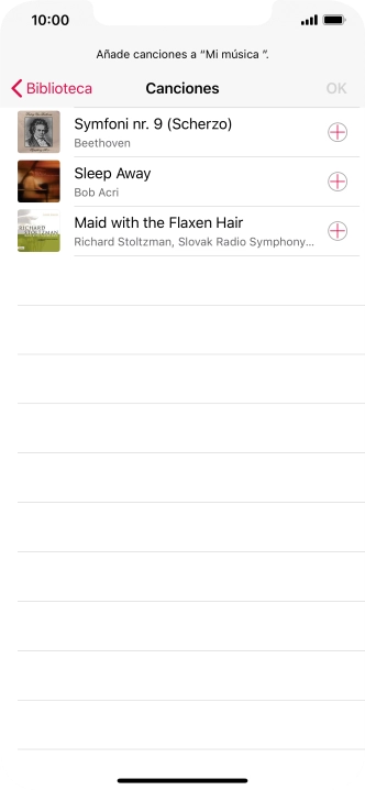 Desplázate a la categoría deseada y pulsa el archivo de música deseado.