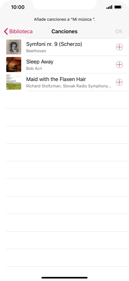 Desplázate a la categoría deseada y pulsa el archivo de música deseado.