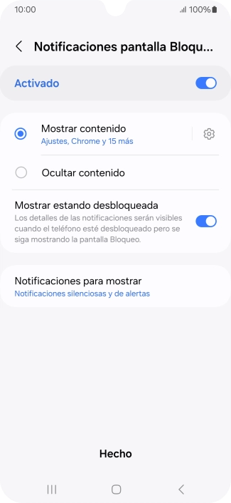 Pulsa los ajustes deseados para activarlos o desactivarlos.