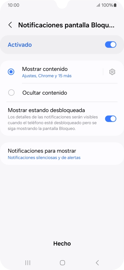 Pulsa los ajustes deseados para activarlos o desactivarlos.