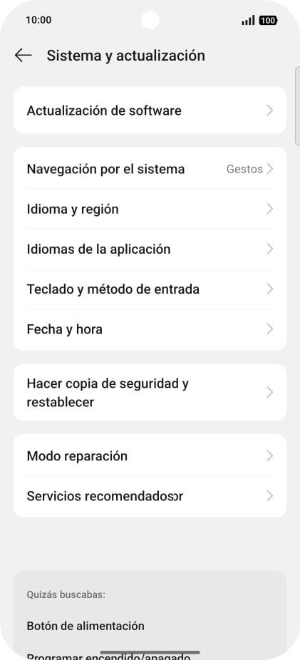 Pulsa Actualización de software. Si hay una versión de software nueva disponible, aparecerá ahora en la pantalla. Sigue las indicaciones de la pantalla para actualizar el software del teléfono.