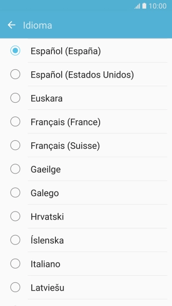 Pulsa el idioma deseado.