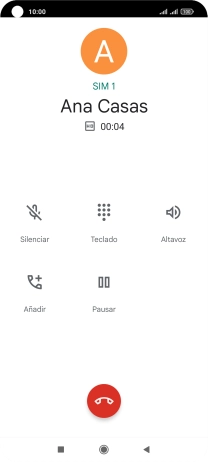 Pulsa el icono de finalizar llamada.