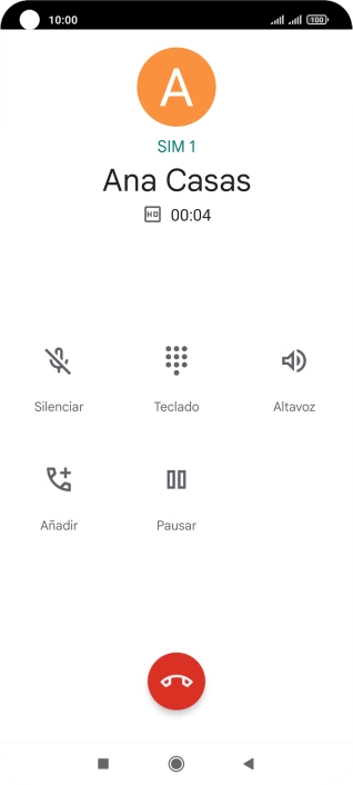 Pulsa el icono de finalizar llamada.