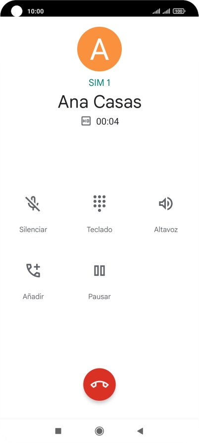 Pulsa el icono de finalizar llamada.