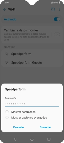 Introduce la contraseña de la red wifi y pulsa Conectar.