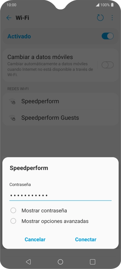 Introduce la contraseña de la red wifi y pulsa Conectar.
