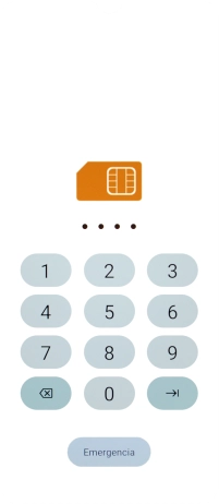 Si tu tarjeta SIM está bloqueada, introduce el código PIN y pulsa la flecha hacia la derecha.