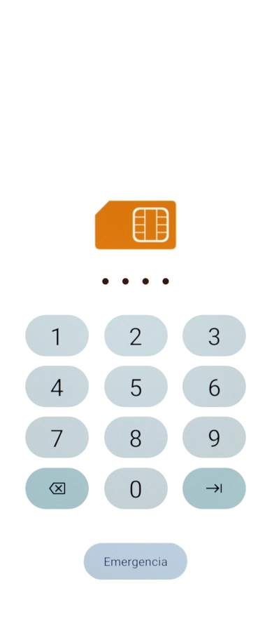 Si tu tarjeta SIM está bloqueada, introduce el código PIN y pulsa la flecha hacia la derecha.