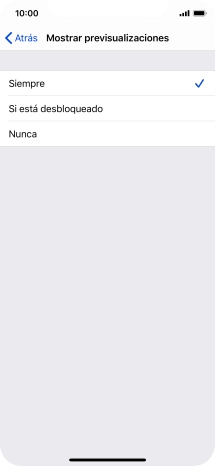 Para seleccionar la vista previa de las notificaciones en la pantalla de bloqueo, pulsa Siempre.