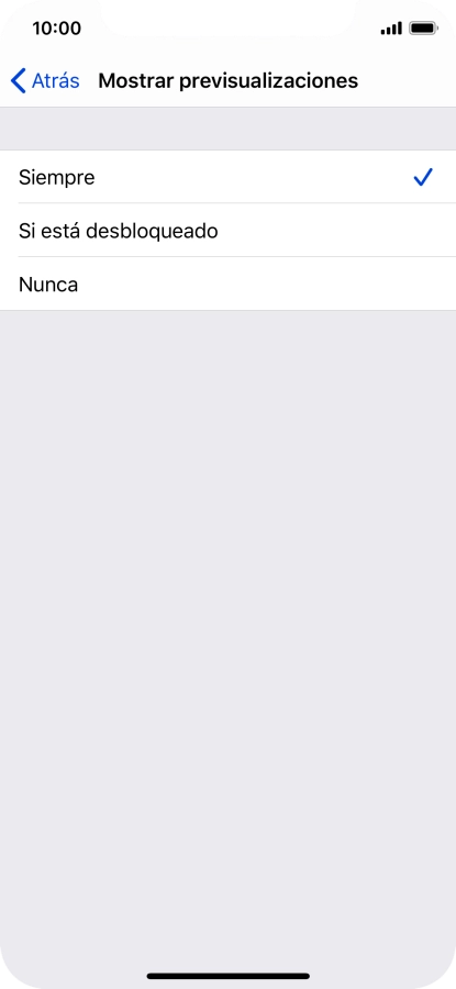 Para seleccionar la vista previa de las notificaciones en la pantalla de bloqueo, pulsa Siempre.