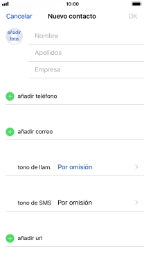 Pulsa Nombre e introduce el nombre.
