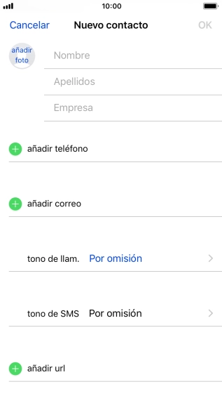 Pulsa Nombre e introduce el nombre.