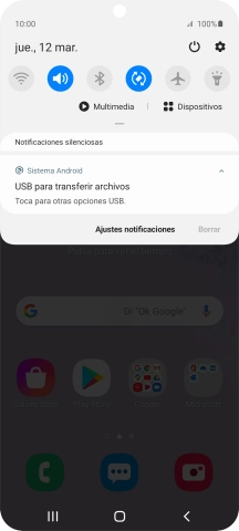 Pulsa Toca para otras opciones USB..