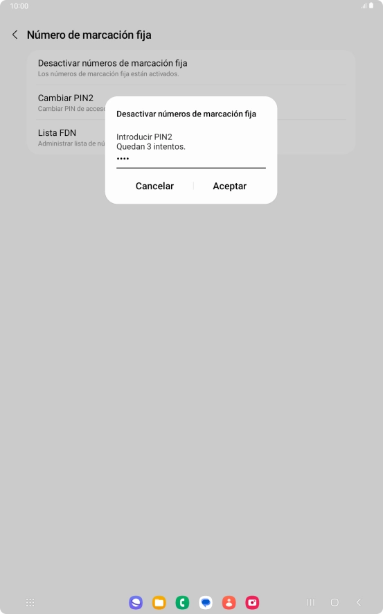 Introduce el código PIN2 y pulsa Aceptar.