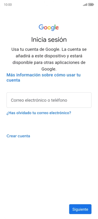Si no tienes una cuenta de Google, pulsa Crear cuenta y sigue las indicaciones de la pantalla para ver cómo crear una cuenta nueva.