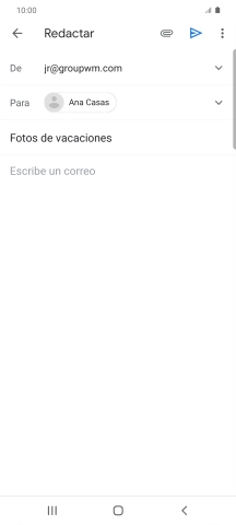 Pulsa en el campo de escritura  y escribe el texto del correo electrónico.
