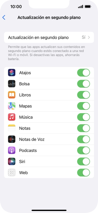 Pulsa Actualización en segundo plano.