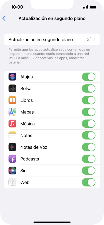 Pulsa Actualización en segundo plano.