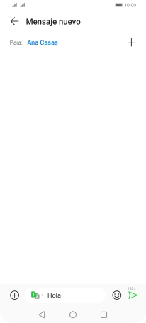 Pulsa el icono de envío cuando termines de escribir el mensaje corto.