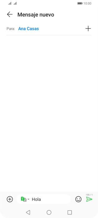 Pulsa el icono de envío cuando termines de escribir el mensaje corto.
