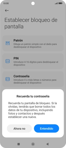 Pulsa Entendido y sigue las indicaciones de la pantalla para crear un código de seguridad del teléfono adicional.