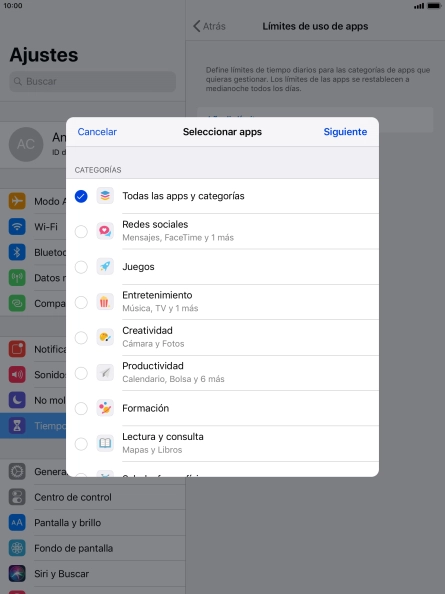 Pulsa las categorías deseadas.