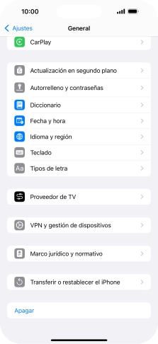 Pulsa Transferir o restablecer el iPhone.