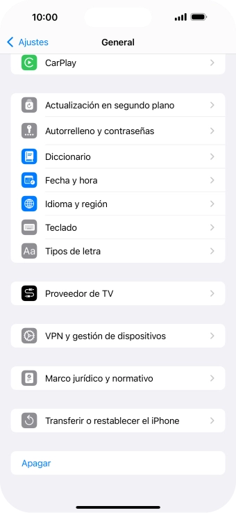 Pulsa Transferir o restablecer el iPhone.