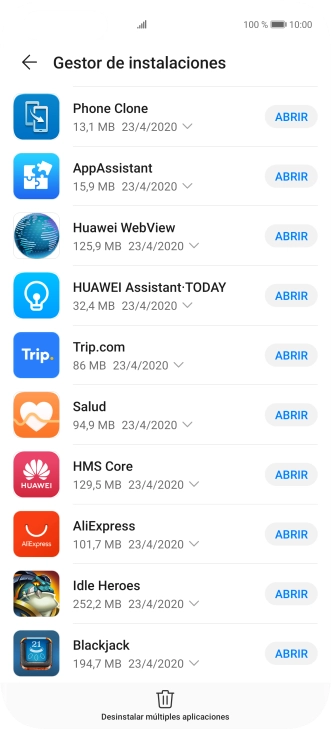 Desliza el dedo hacia arriba desde la parte inferior de la pantalla para terminar y volver a la pantalla de inicio.