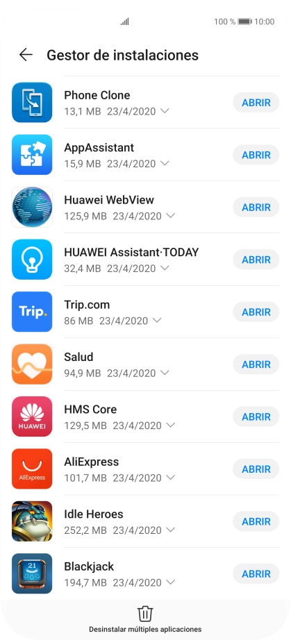 Desliza el dedo hacia arriba desde la parte inferior de la pantalla para terminar y volver a la pantalla de inicio.