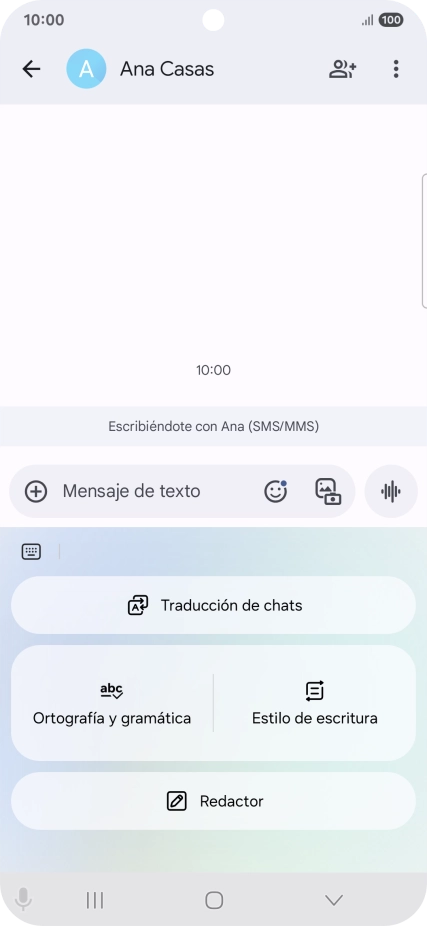 Para generar un texto, pulsa Redactor y sigue las indicaciones de la pantalla para utilizar la función.