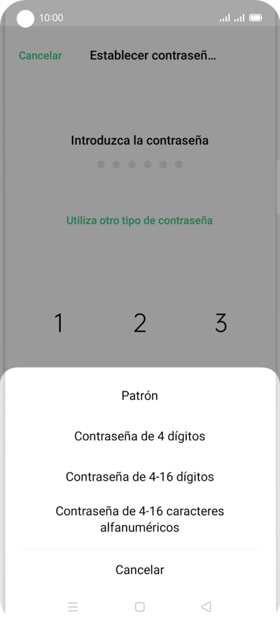 Pulsa el código de seguridad deseado y sigue las indicaciones de la pantalla para crear un código de seguridad del teléfono adicional.