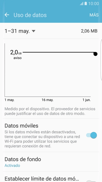 El consumo de datos aparece ahora en la pantalla.