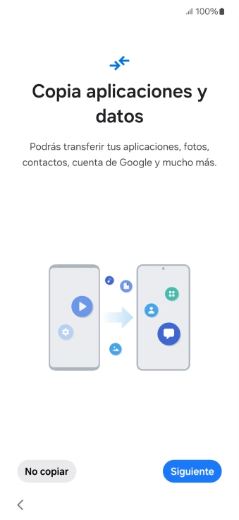 Pulsa No copiar y sigue las indicaciones de la pantalla para finalizar la activación del teléfono.