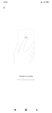 Sigue las indicaciones de la pantalla para crear una huella digital como código de seguridad.