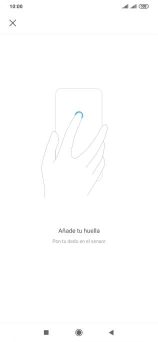 Sigue las indicaciones de la pantalla para crear una huella digital como código de seguridad.