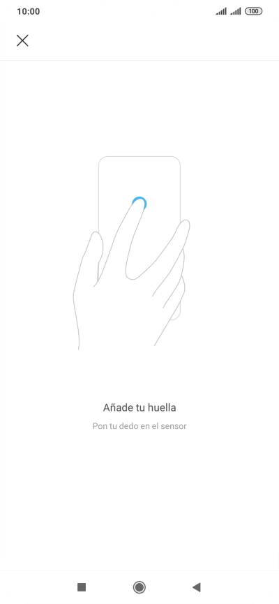 Sigue las indicaciones de la pantalla para crear una huella digital como código de seguridad.