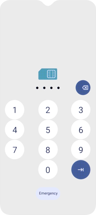 Si tu tarjeta SIM está bloqueada, introduce el código PIN y pulsa la flecha hacia la derecha.