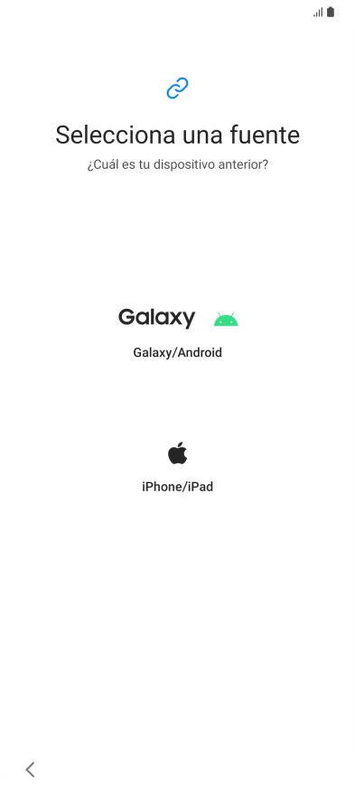 Pulsa el ajuste deseado y sigue las instrucciones de la pantalla para transferir el contenido del otro teléfono.