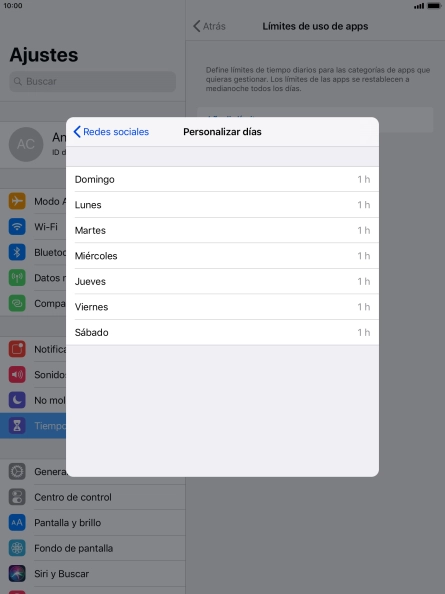 Pulsa los días deseados.