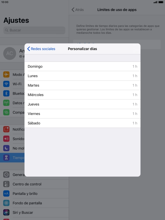 Pulsa los días deseados.