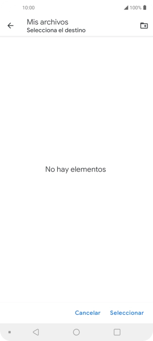 Si deseas crear una nueva carpeta, pulsa el icono de nueva carpeta y sigue las indicaciones de la pantalla para crearla.