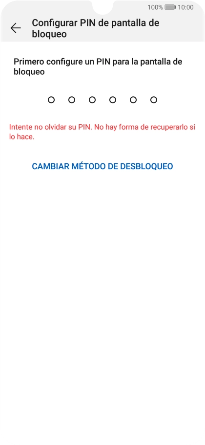 Pulsa CAMBIAR MÉTODO DE DESBLOQUEO.